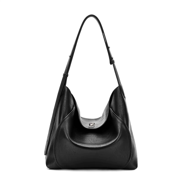 Elara Eclipse All-Around Leather Bag with Metallic Embellishment