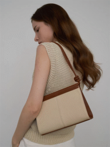 Beige - Brown Fusion Knot Strap Satchel