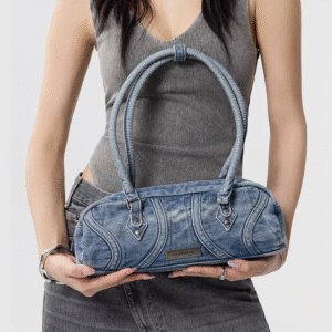 Charlotte's retro - inspired denim handbag
