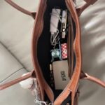 Throttle - themed Metallic - edged Brown Moto - style Handbag