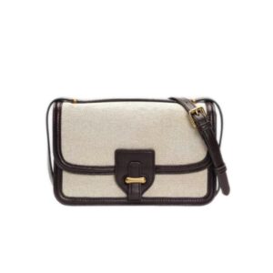 Aria of Canvas & Leather: Shoulder Bag with Gilded Clasp